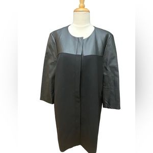 EUC Ann Taylor, Black Faux Leather Trim, Topper Jacket